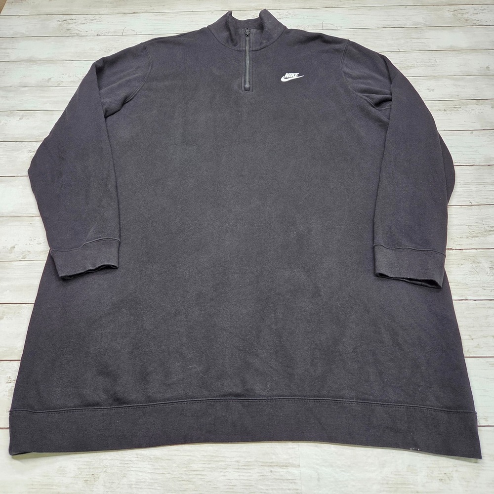 Nike Vestido Club Dress 1/4 Zip Dress Women XL Black CZ8346-010 Long Sleeve